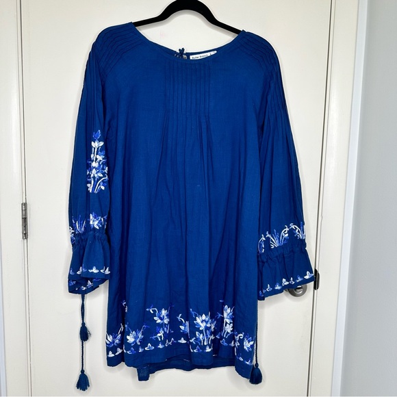 Roller Rabbit Lotus Embroidery Juniper Dress in Blue - Picture 4 of 11